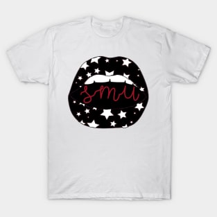 SMU Lips BW Red Script Stars T-Shirt